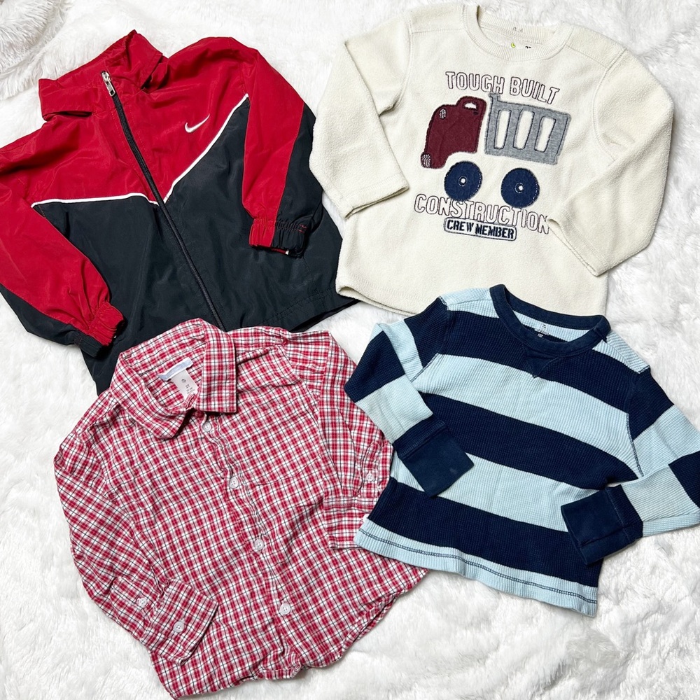 4-Pc Bundle of Boy’s 2T Nike & Old Navy Jacket, Fleece, Thermal & Button Down